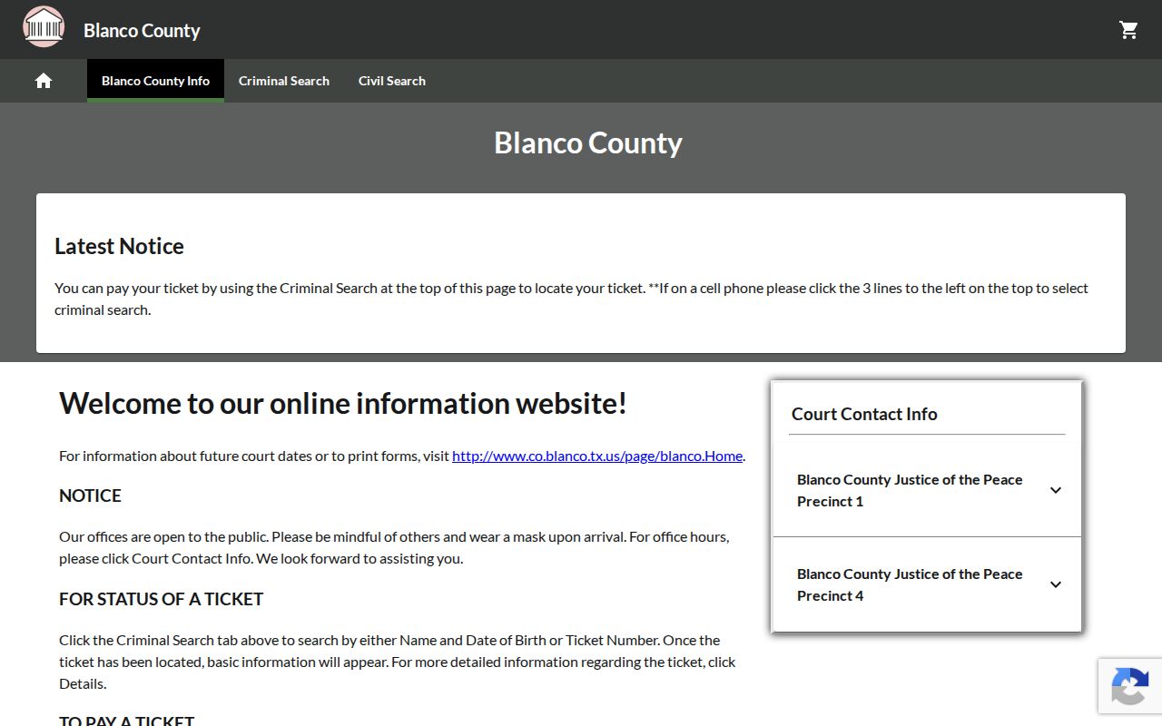 GovRec Blanco County citation search and payment page