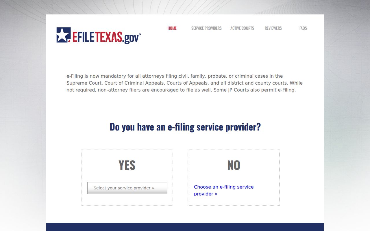 eFileTexas filing system used for Blanco County civil cases